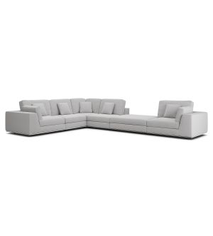 Vera Sectional 2 Arm Corner Extended Sofa by Modjoy - Gris Fabric